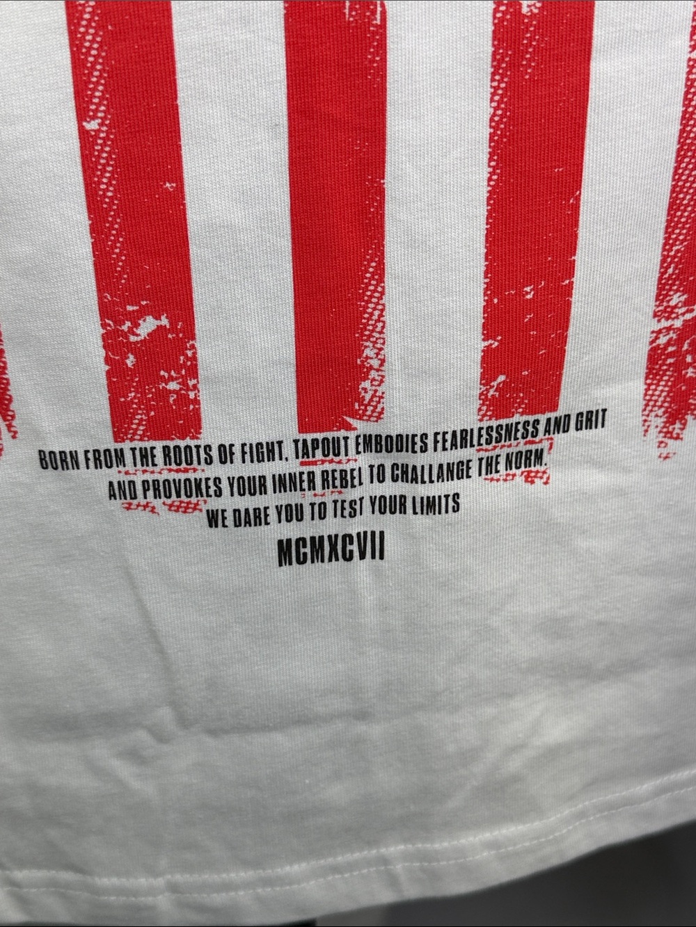 Tapout White Short Sleeve Tee with Red & Black Flag Graphic - Picture 10 of 11